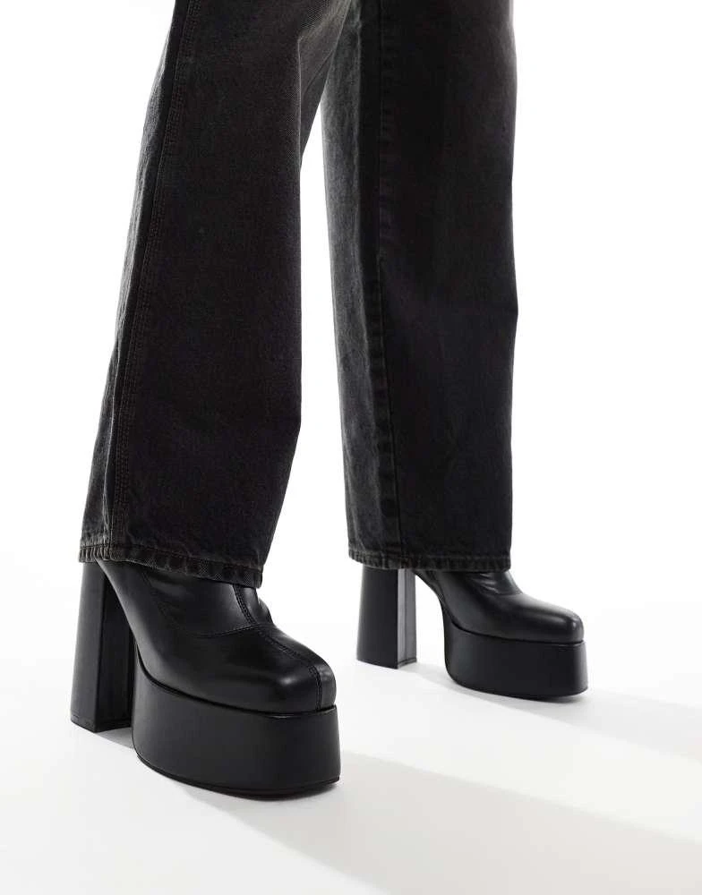 Koi Footwear KOI platform heeled ankle boots in black PU 3