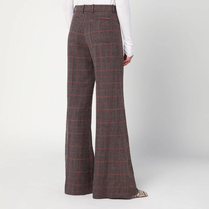 Chloé Brown flared checkered wool trousers 4