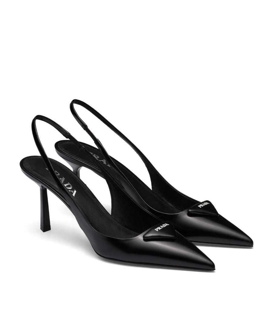 Prada Brushed Leather Slingback Pumps 75 - High Heels