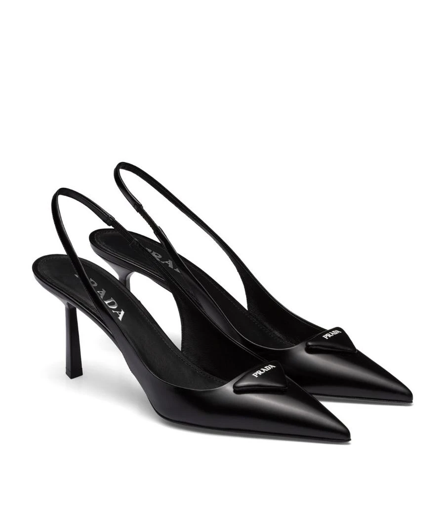Prada Brushed Leather Slingback Pumps 75 2