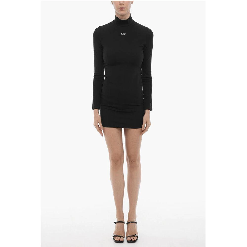 Off-White Off- Long Sleeved Stretch Nylon Bodycon Women's Dress 1