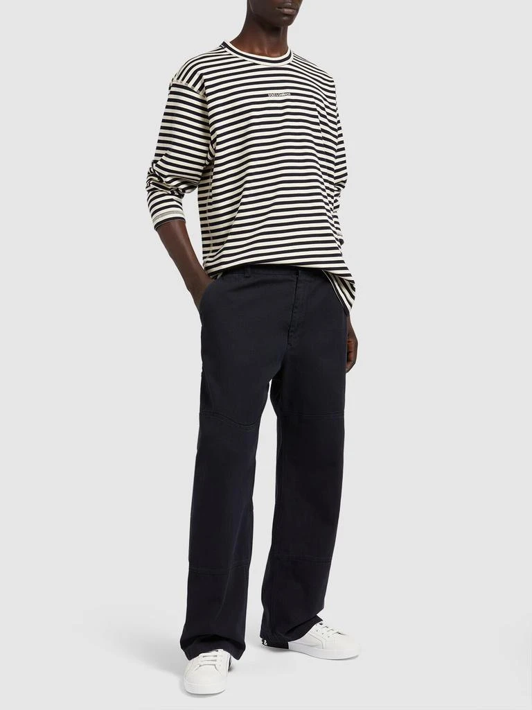 Dolce & Gabbana Wide Cotton Gabardine Worker Pants 1