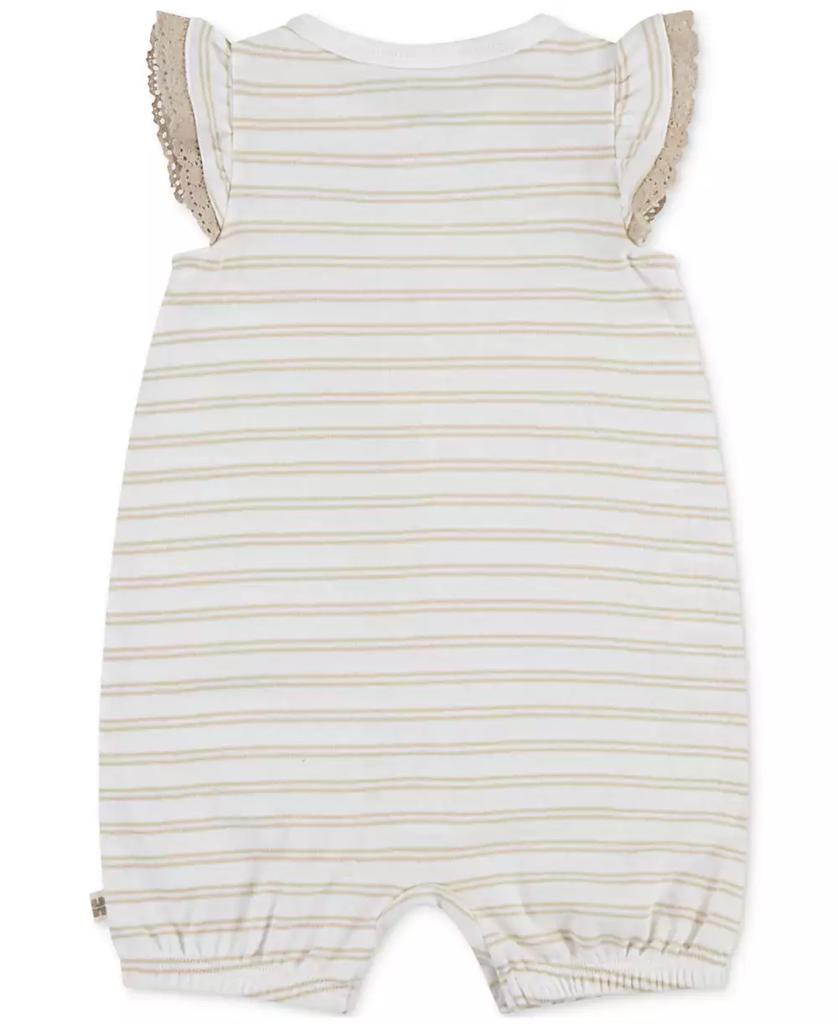 Huggies Baby Girls Cotton Striped Ruffled-Sleeve Romper