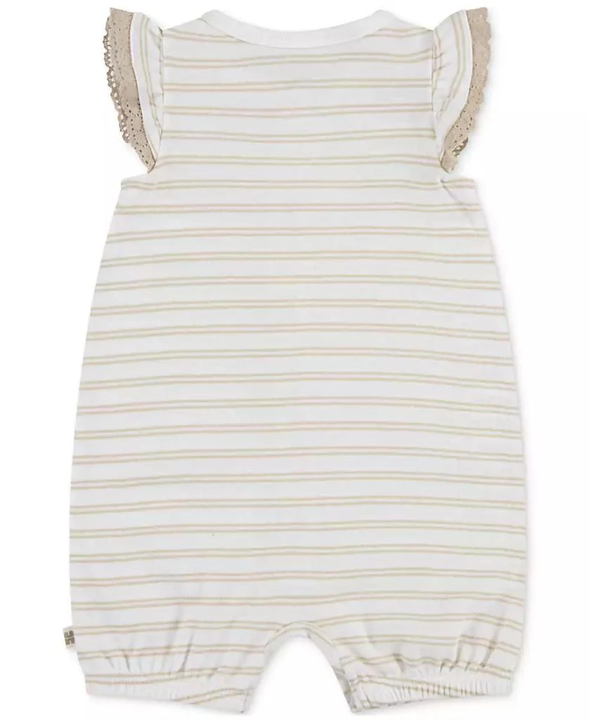 Huggies Baby Girls Cotton Striped Ruffled-Sleeve Romper 2