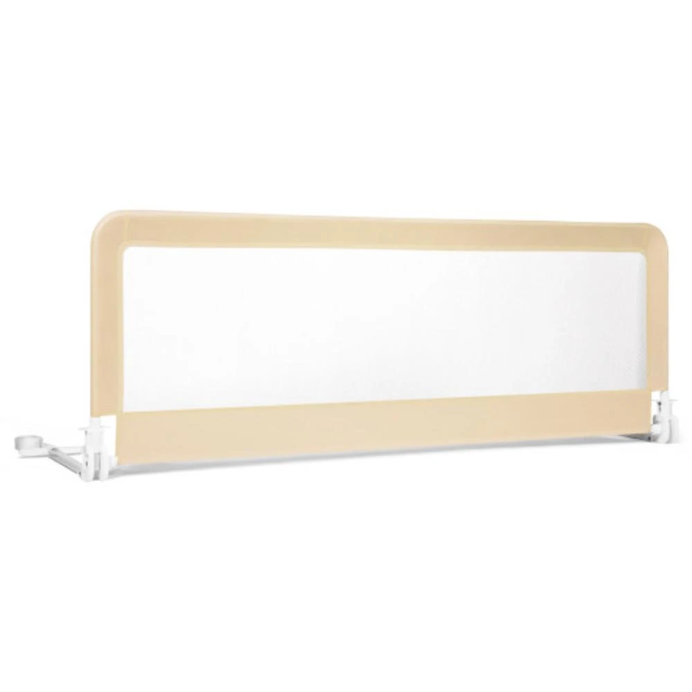 Hivvago 59 Inch Folding Breathable Baby Bed Rail Guard with Safety Strap-Beige