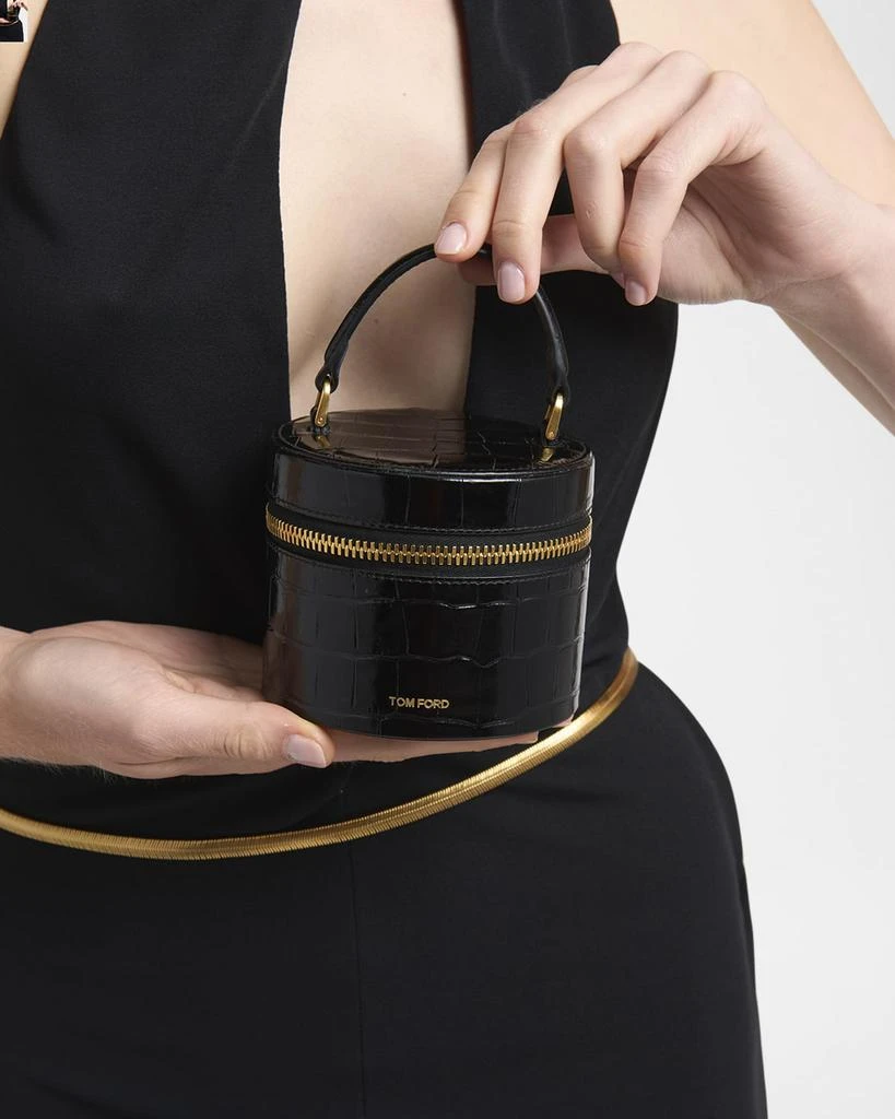 Tom Ford Audrey Mini Bucket Bag in Shiny Croc-Printed Leather 5