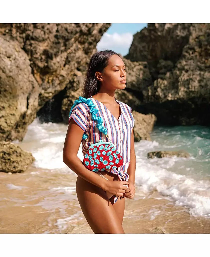 Brunna.co ARIELA Arnoldi Hand-beaded Clutch Bag In Red 
Turquoise Blue 3