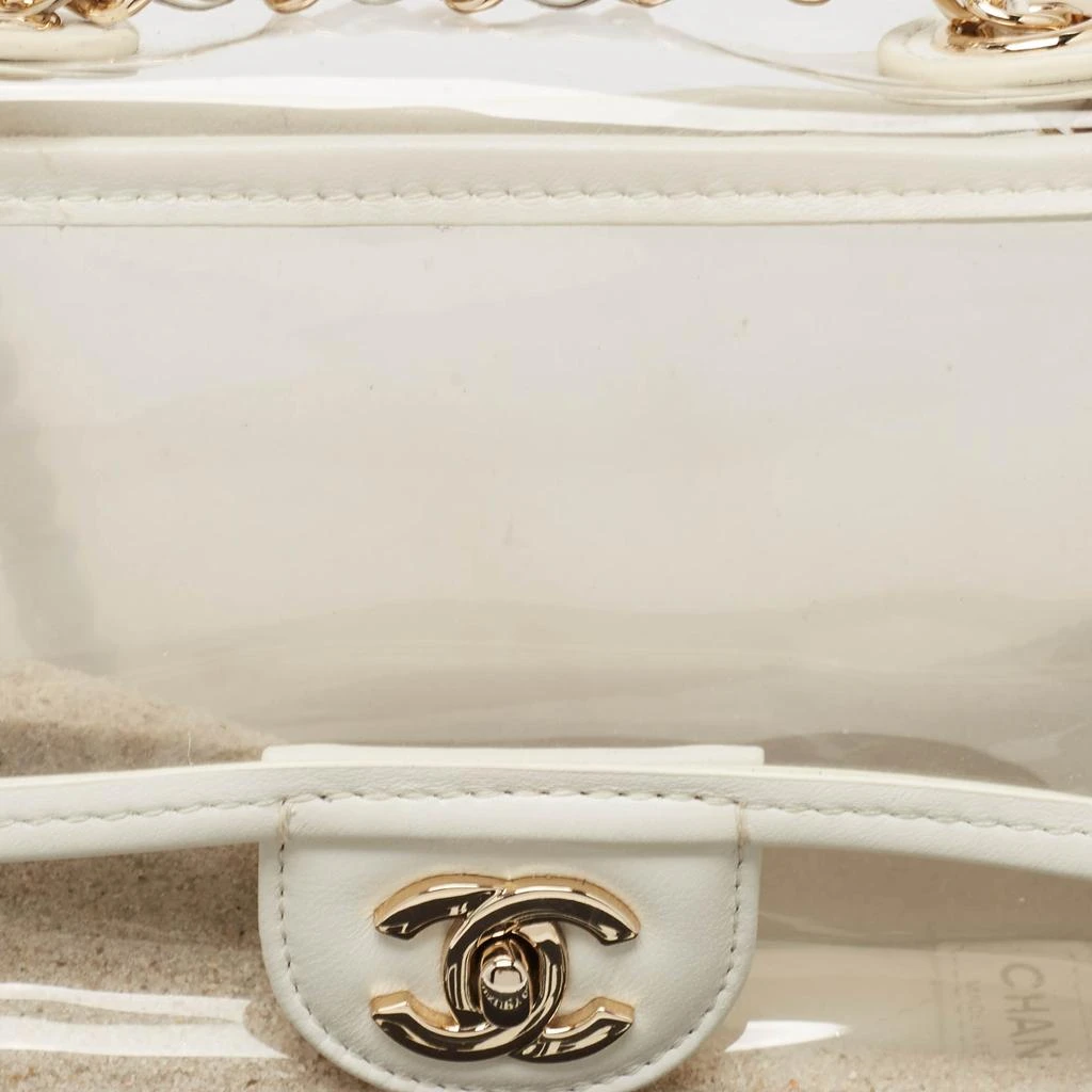 Chanel Chanel White PVC and Leather Sand By The Sea Flap With Pearl Strap Bag  5