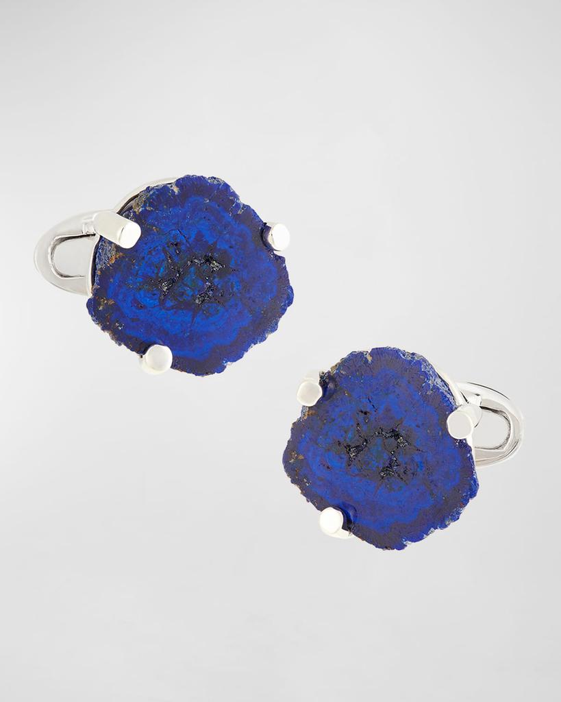 Jan Leslie Silver Azurite Cuff Links