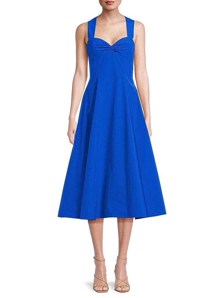 slim fit dress slacks Light Navy Sleeveless Taffeta Floral Cutwork Midi Dress main image 1
