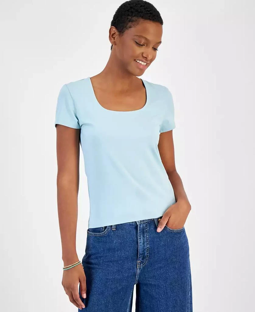 On 34th Women's Cap-Sleeve Square-Neck Tee, Created for Macy's 1