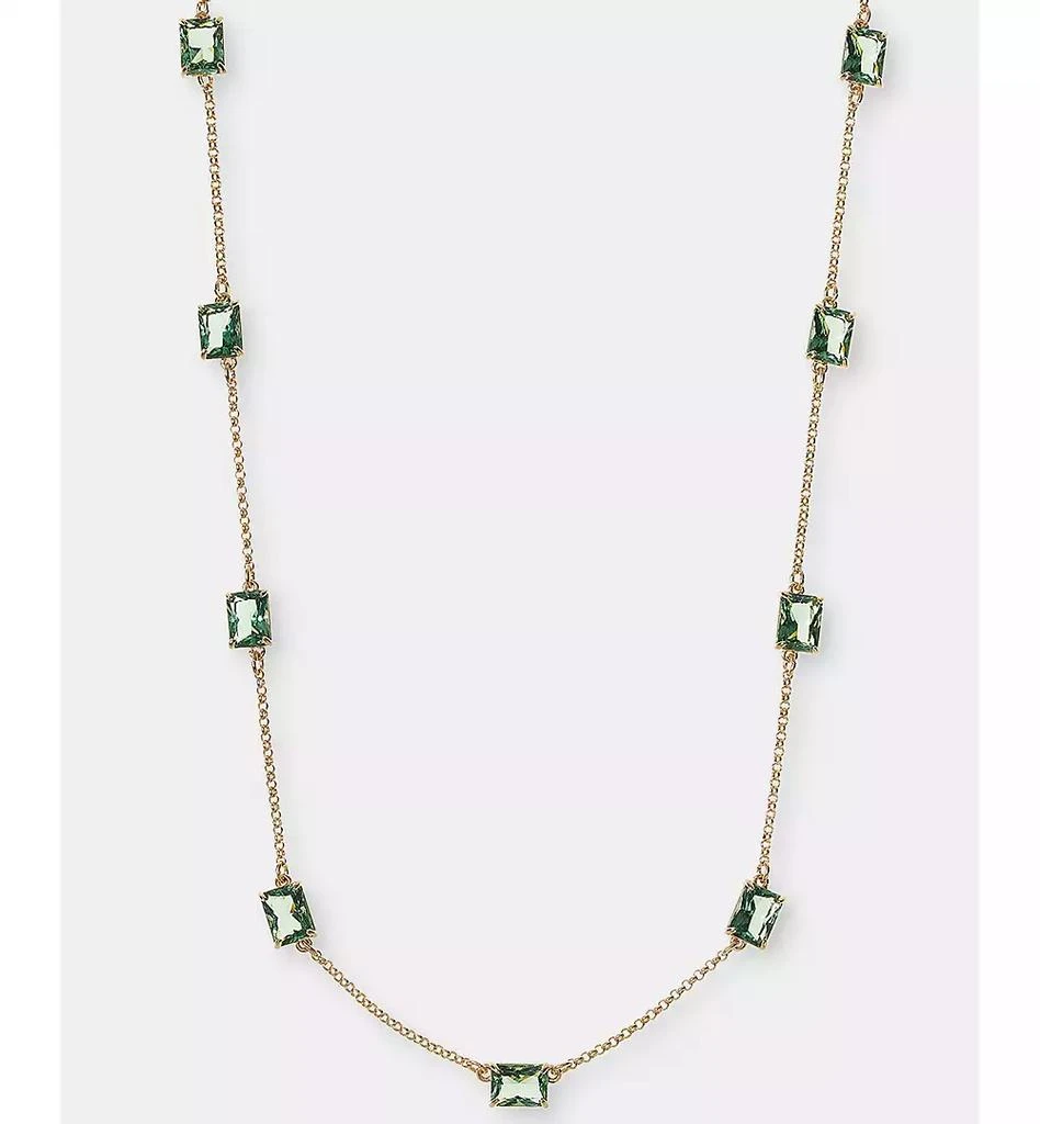 Ralph Lauren Gold-Tone Glass Stone Station Necklace. 16" + 3" extender