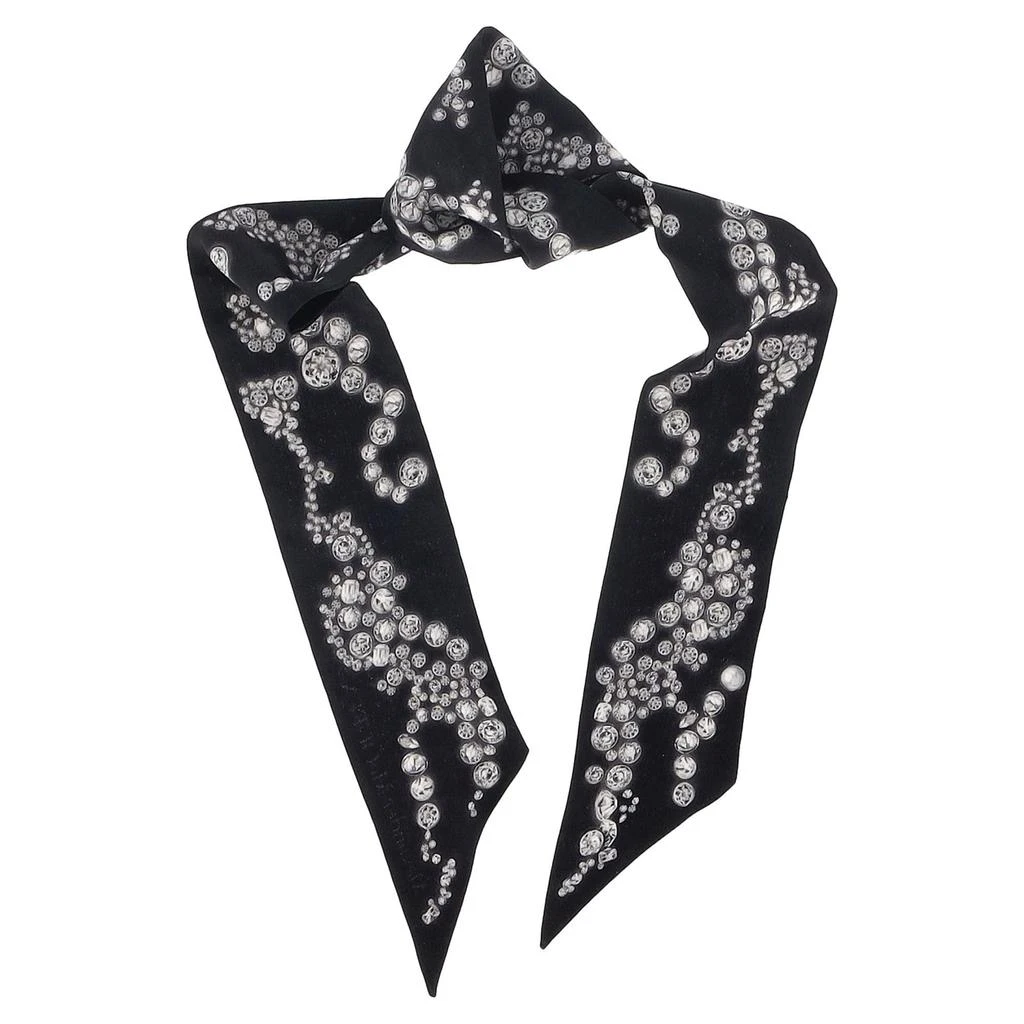Alexander McQueen Alexander Mcqueen Button Printed Twilly in Black Silk 2