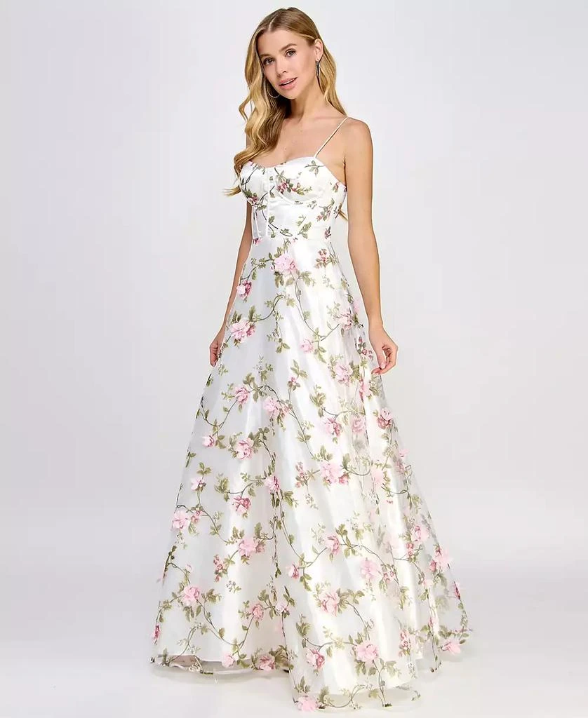 Say Yes Juniors' 3D Floral Embellished Ball Gown, Created for Macy's 6