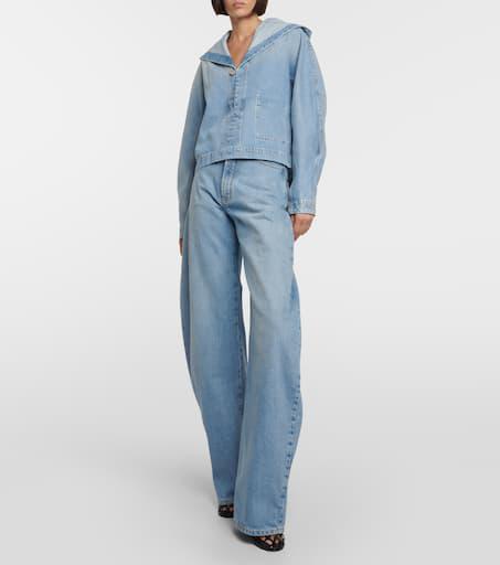 Alaïa Cropped denim jacket - Jackets - Free Shipping - BeyondStyle