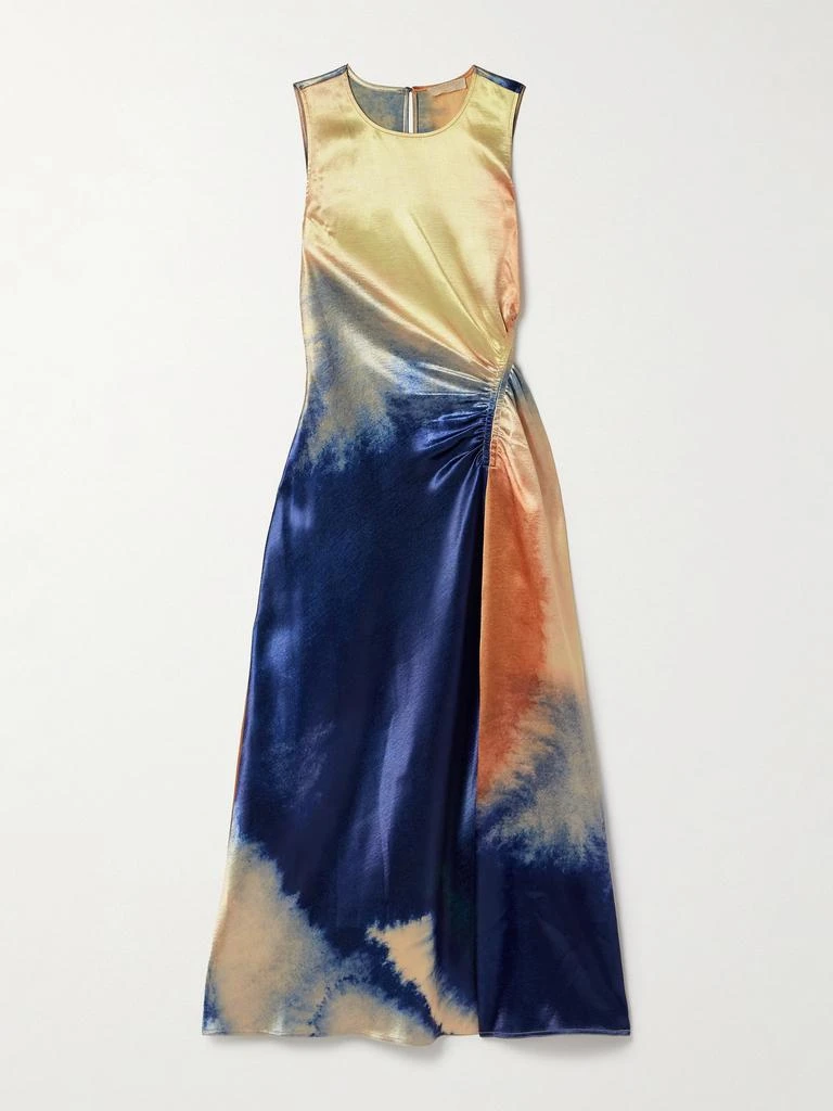 Ulla Johnson Cordelia 褶饰印花缎布中长连衣裙  - US8 1