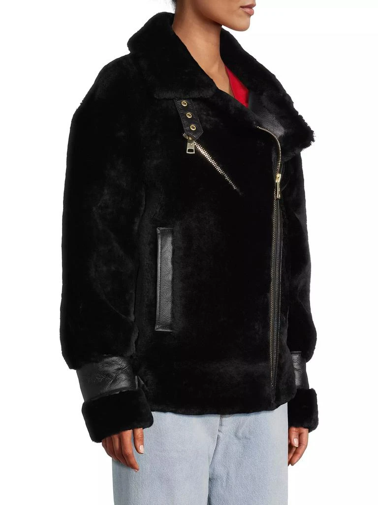 Nicole Benisti Grand Dyed Shearling & Leather Coat 4