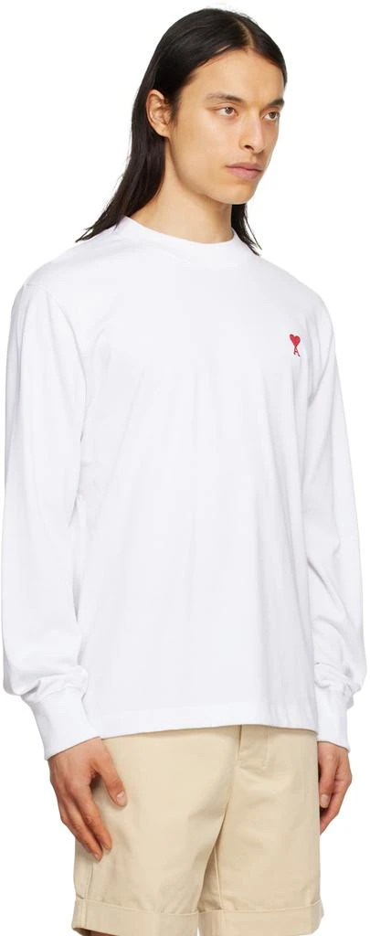 AMI Paris White Ami de Cœur Long Sleeve T-Shirt 2