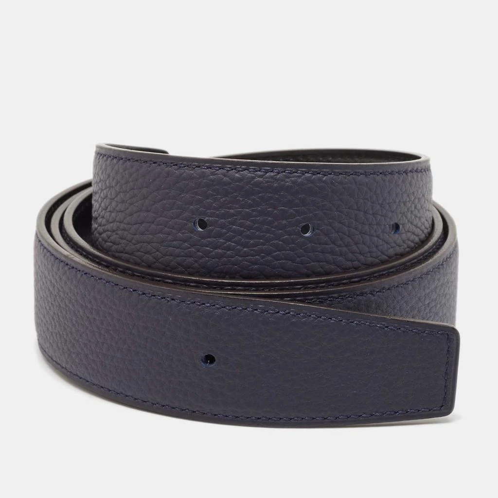 Hermes Hermes Bleu Nuit/Noir Togo and Box Leather Reversible Belt Strap 90 CM 2
