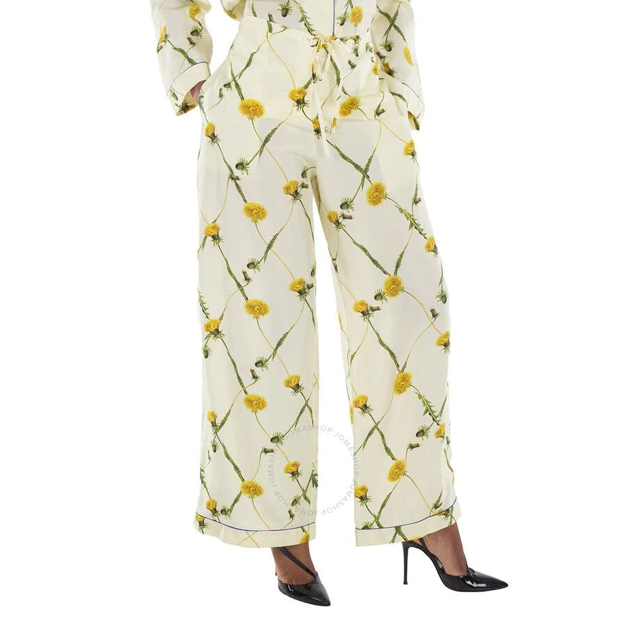 Burberry Drawstring Floral-Print Silk Pants 2