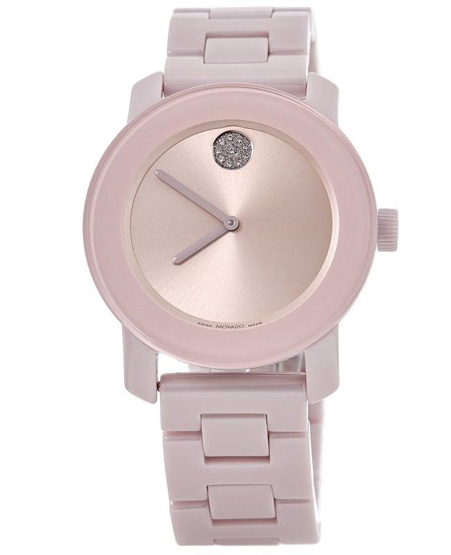 Movado Movado Bold Pink Blush Dial Ceramic Bracelet  Women's Watch 3600804