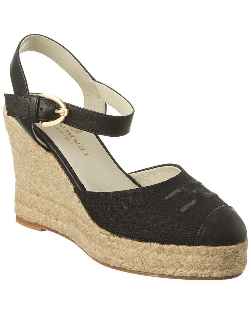 Bruno Magli Marella Canvas & Leather Wedge Sandal 1