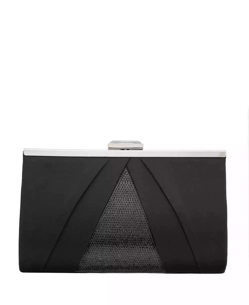 Nina Women's Pleated Stain Crystal Frame Clutch 1