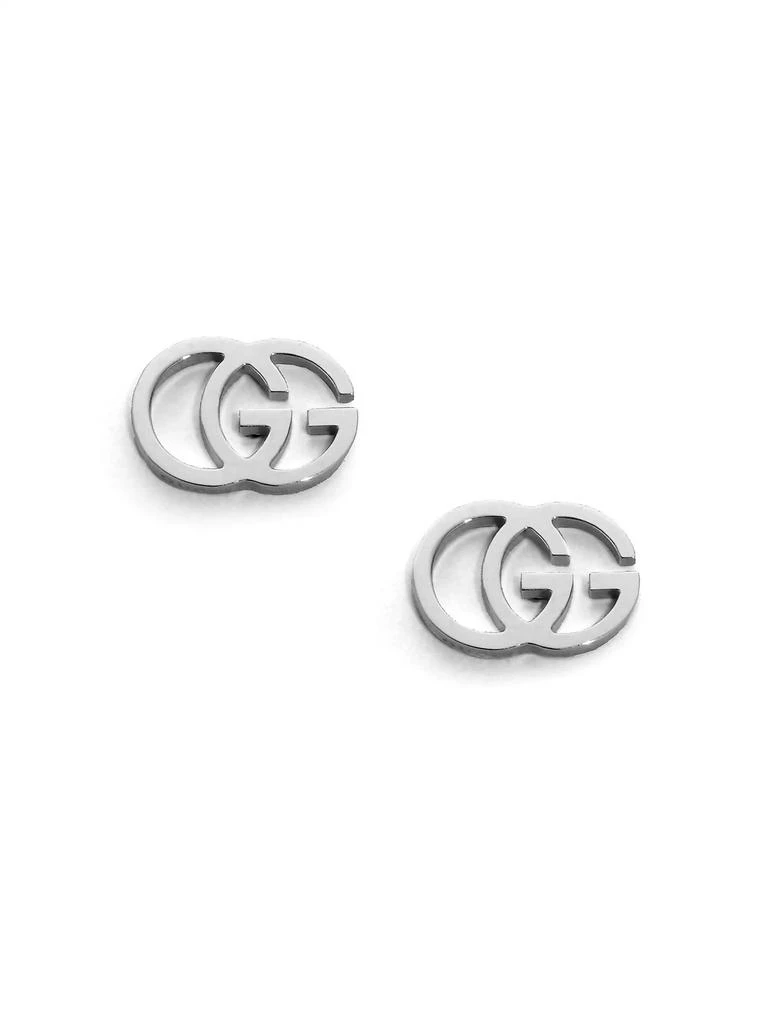 Gucci 18K White Gold Double G Earrings 1