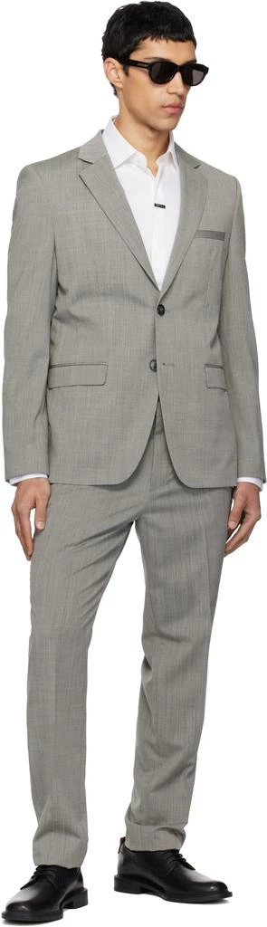 Hugo Boss Gray Extra-Slim-Fit Wool-Blend Poplin Suit 5