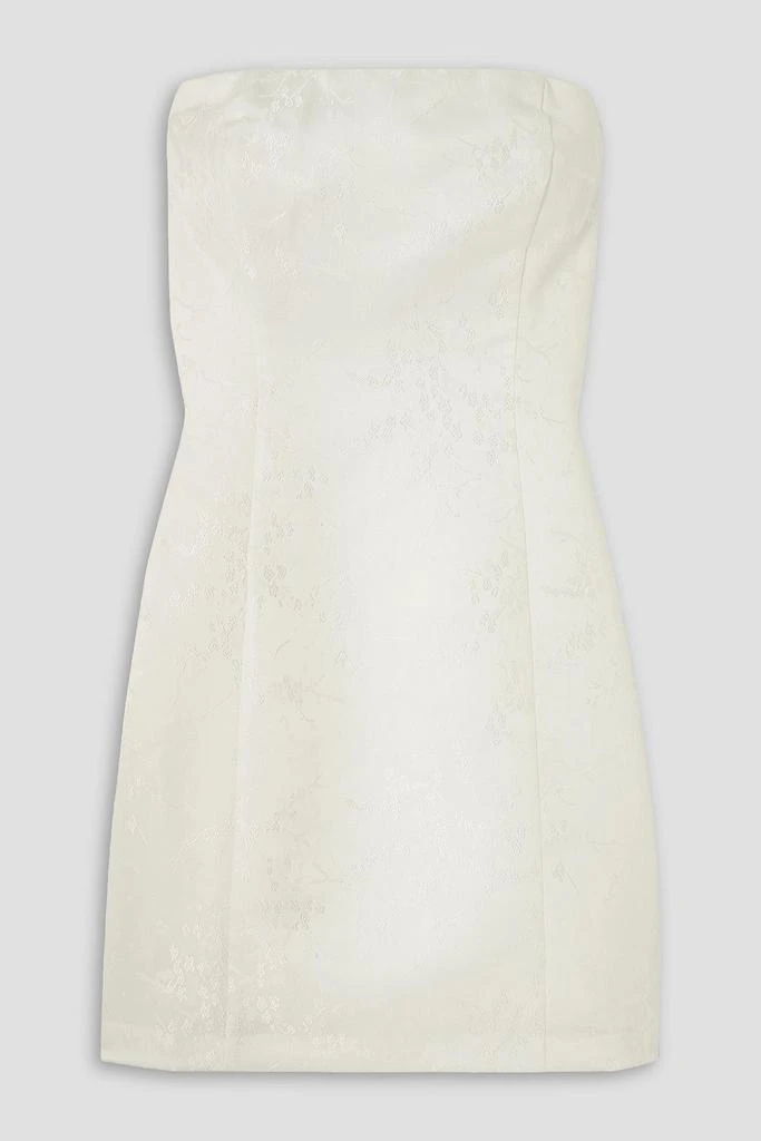 Reformation Gabby strapless satin-jacquard mini dress 1