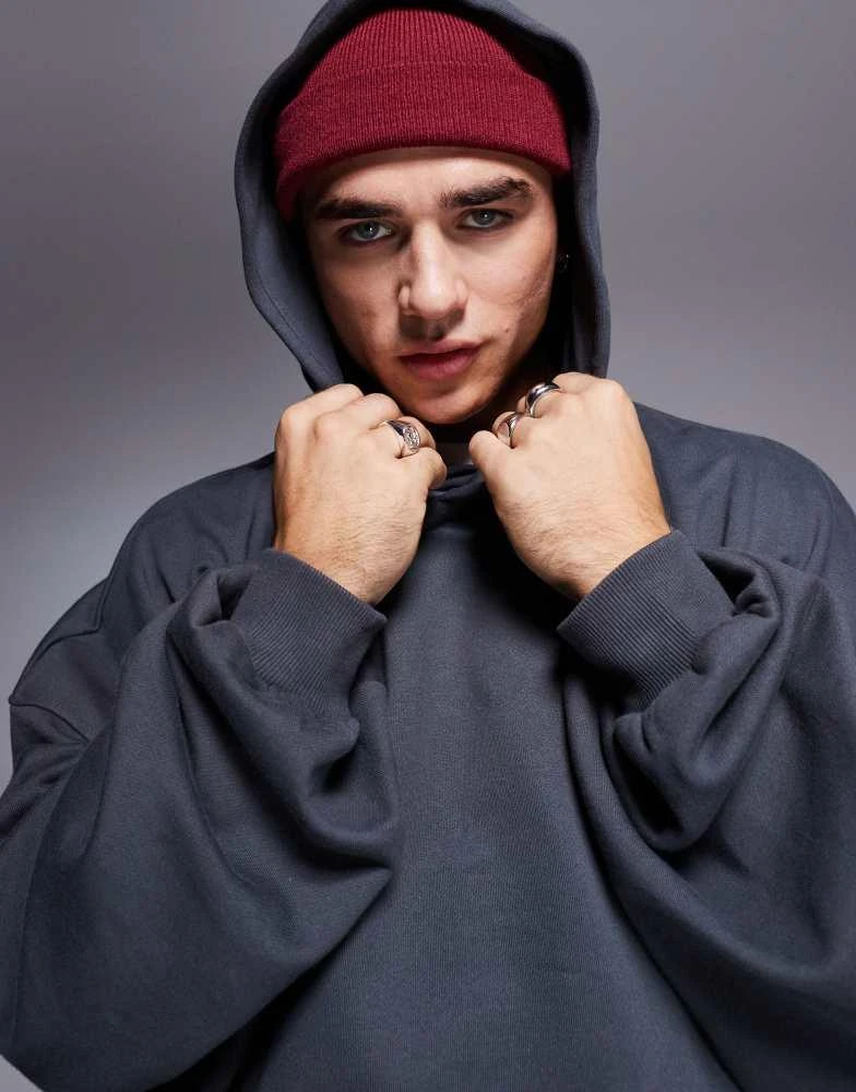 ASOS ASOS DESIGN premium heavyweight extreme oversized hoodie 400gsm in washed black 3