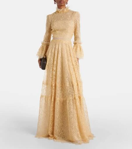 Costarellos Ruched lace gown 2