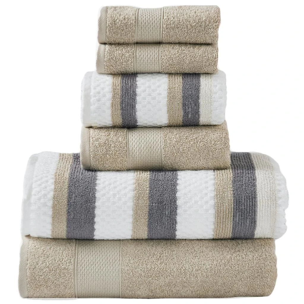 Modern Threads Pax 6-Piece Reversible Yarn Dyed Jacquard Towel Set - Bath Towels, Hand Towels, & Washcloths - Super Absorbent & Quick Dry - 100% Combed Cotton 5