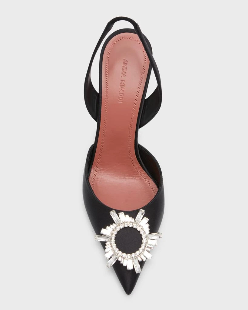 Amina Muaddi Begum Satin Crystal Slingback Pumps 5