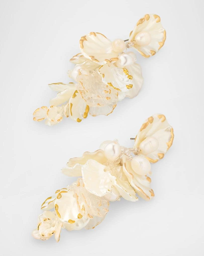 Oscar de la Renta Large Mixed Petal Drop Earrings 3