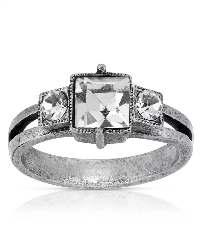 2028 Pewter Square Crystal Ring