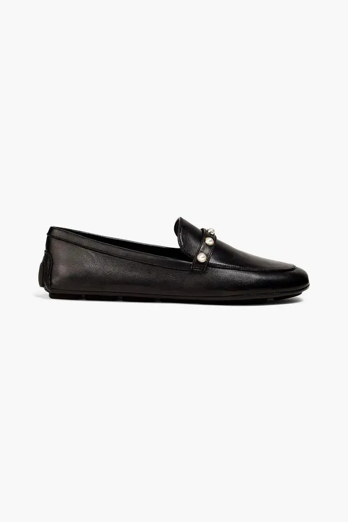 Stuart Weitzman Allpearls embellished leather loafers