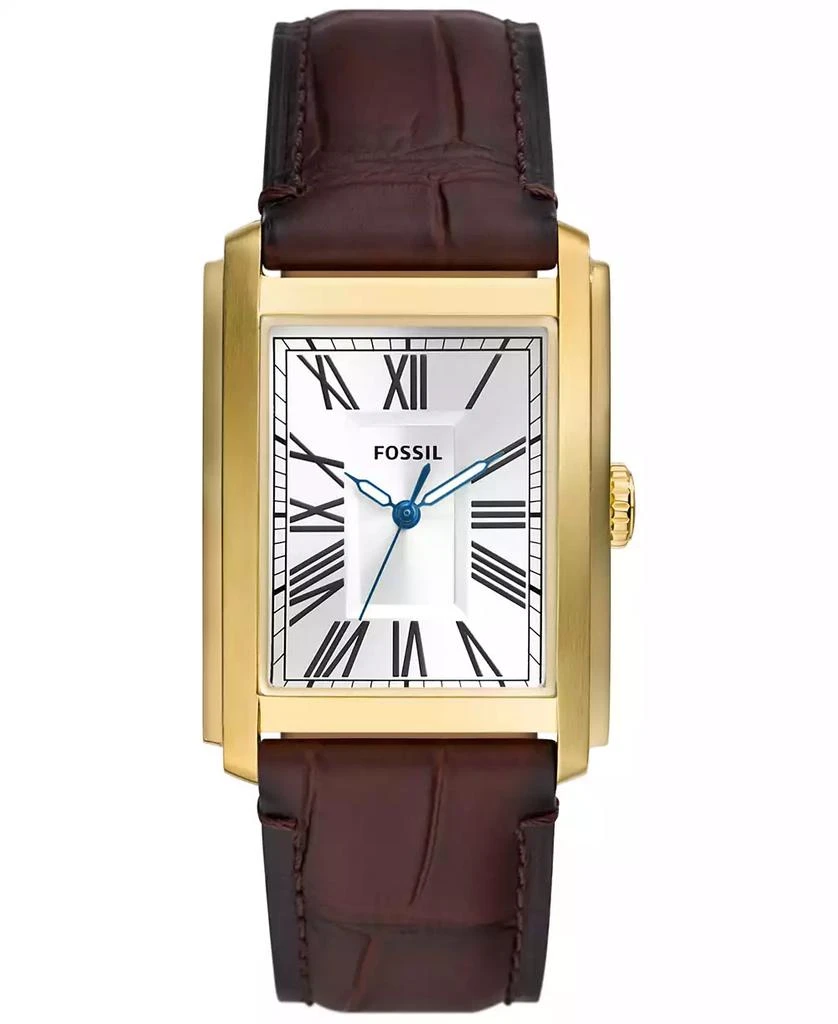 Fossil Men's Carraway Three-Hand Brown Genuine Leather Watch, 30mm 1
