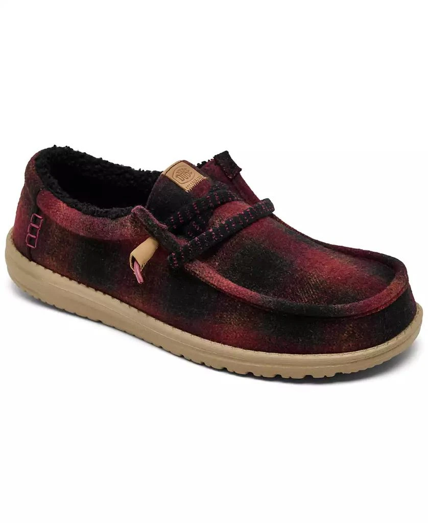 Hey Dude Men's Wally Cozy Plaid Slip-On Casual Moccasin Sneakers from Finish Line 1