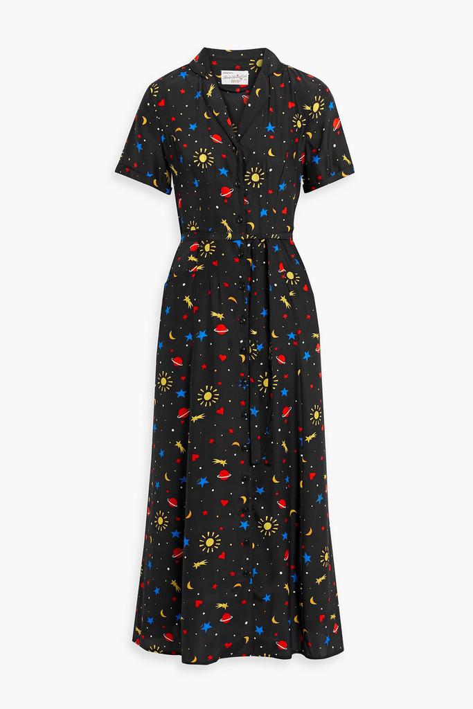 HVN Maria printed silk midi dress