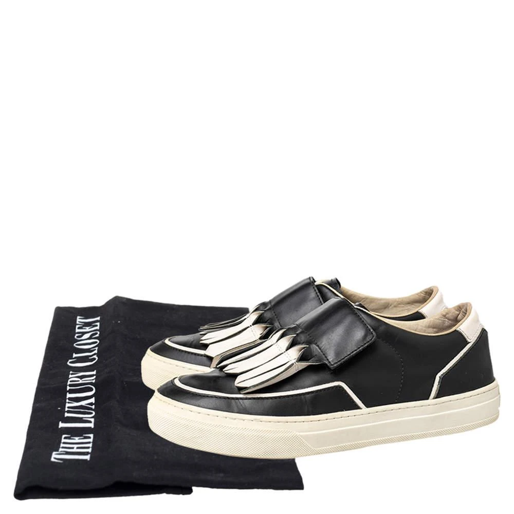 Tod's Tod's Black/White Leather Fringe Detail Slip On Sneakers Size 37 8