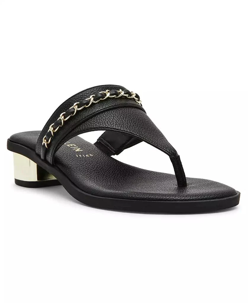 Anne Klein Women's Taylor Block Heel Thong Chain Dress Sandals ...