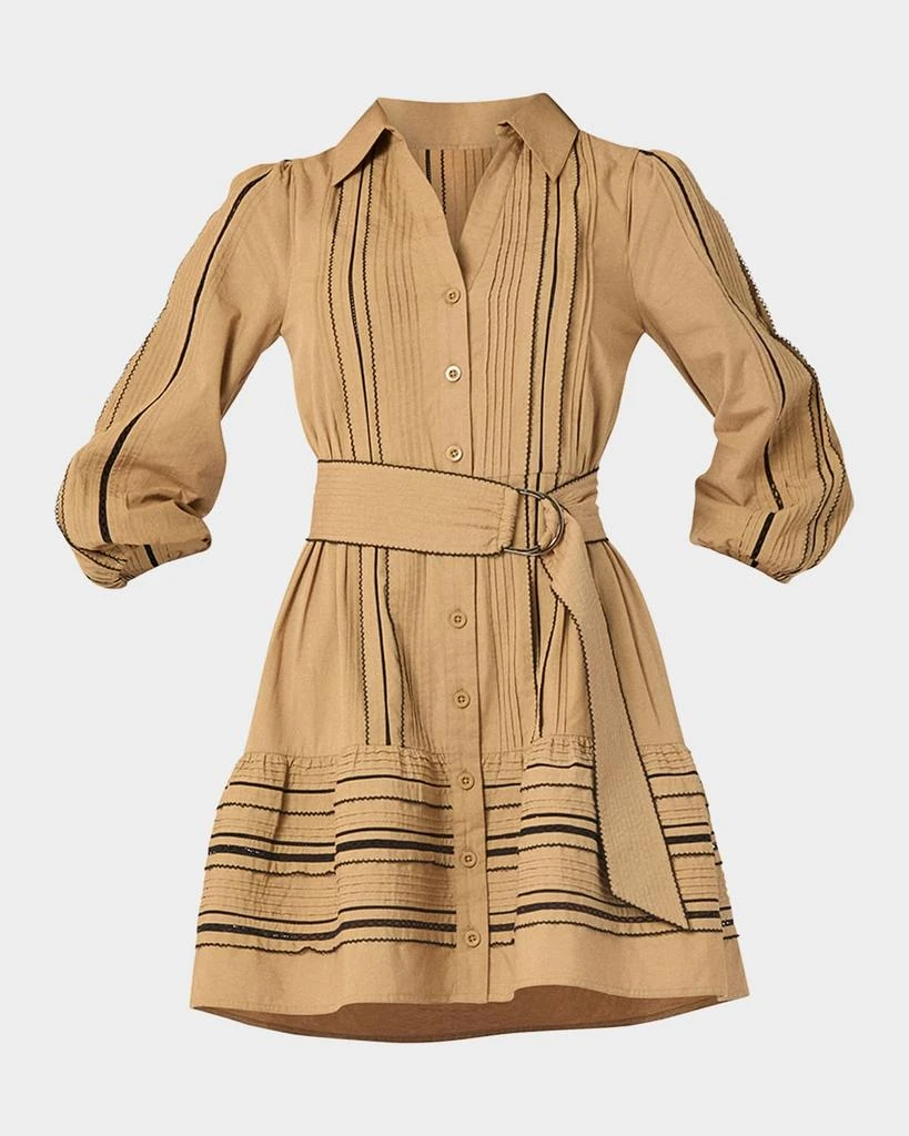 Shoshanna Towns Pintuck Flounce Cotton Mini Dress 1