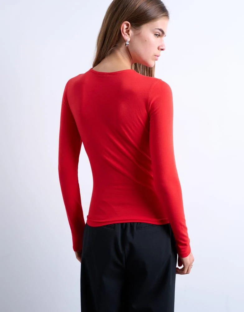 Topshop Topshop clean long sleeve top in red 3