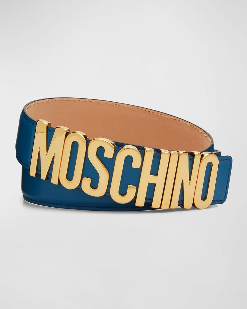Moschino Men's Metal Logo Leather Belt 1