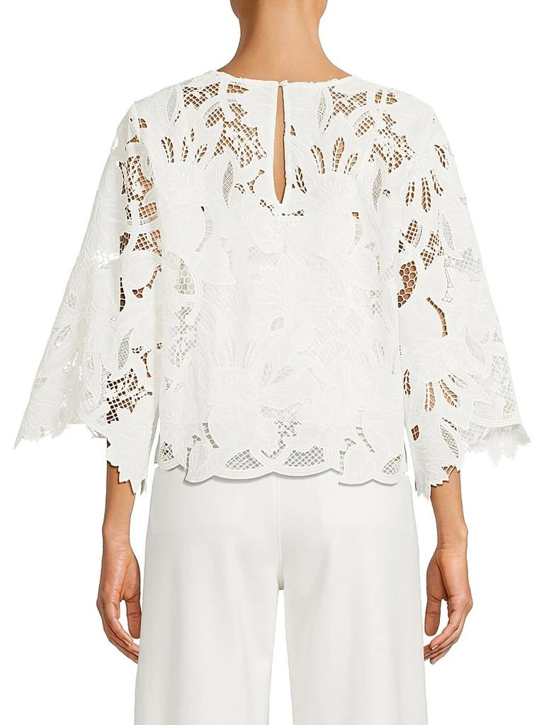 UNGARO Vienna Lace Three-Quarter Sleeve Blouse 5