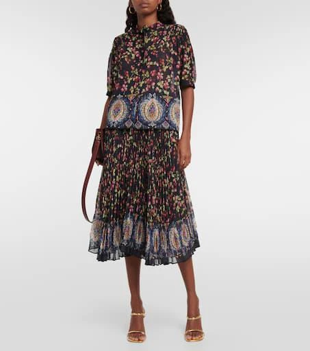 ETRO Tie-neck printed silk top 2