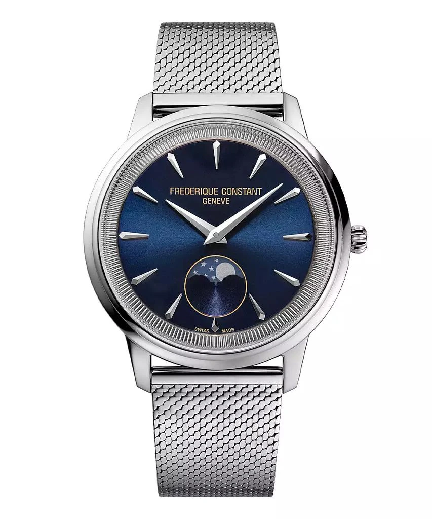 Frederique Constant Men's Moneta Moonphase Silver-Tone Bracelet Watch, 37mm 1