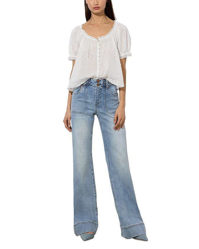 Alice + Olivia Juno High Rise Braided Waistband Jeans in Anabell Blue 2