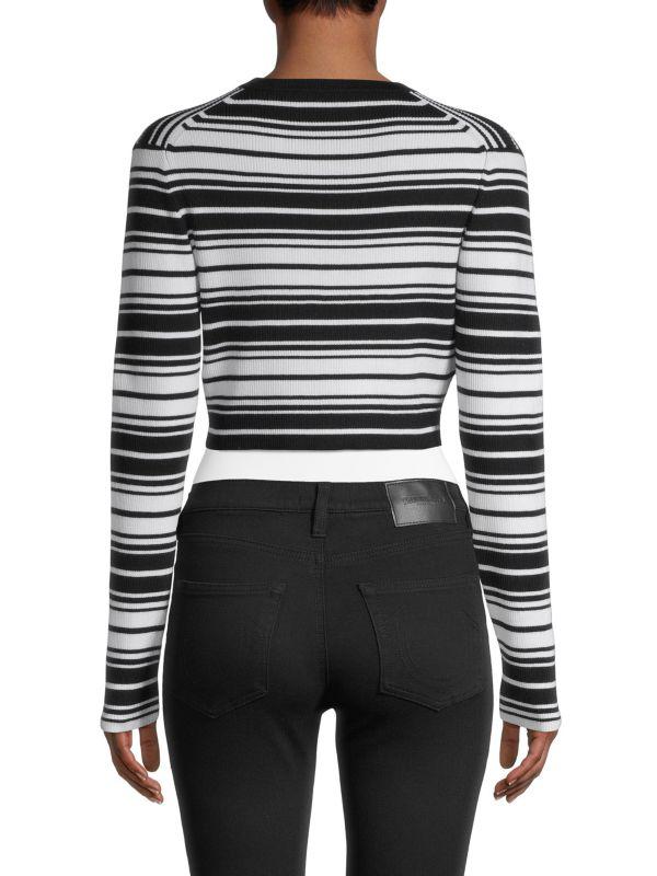 Victor Glemaud Rib-Knit Striped Cropped Cardigan